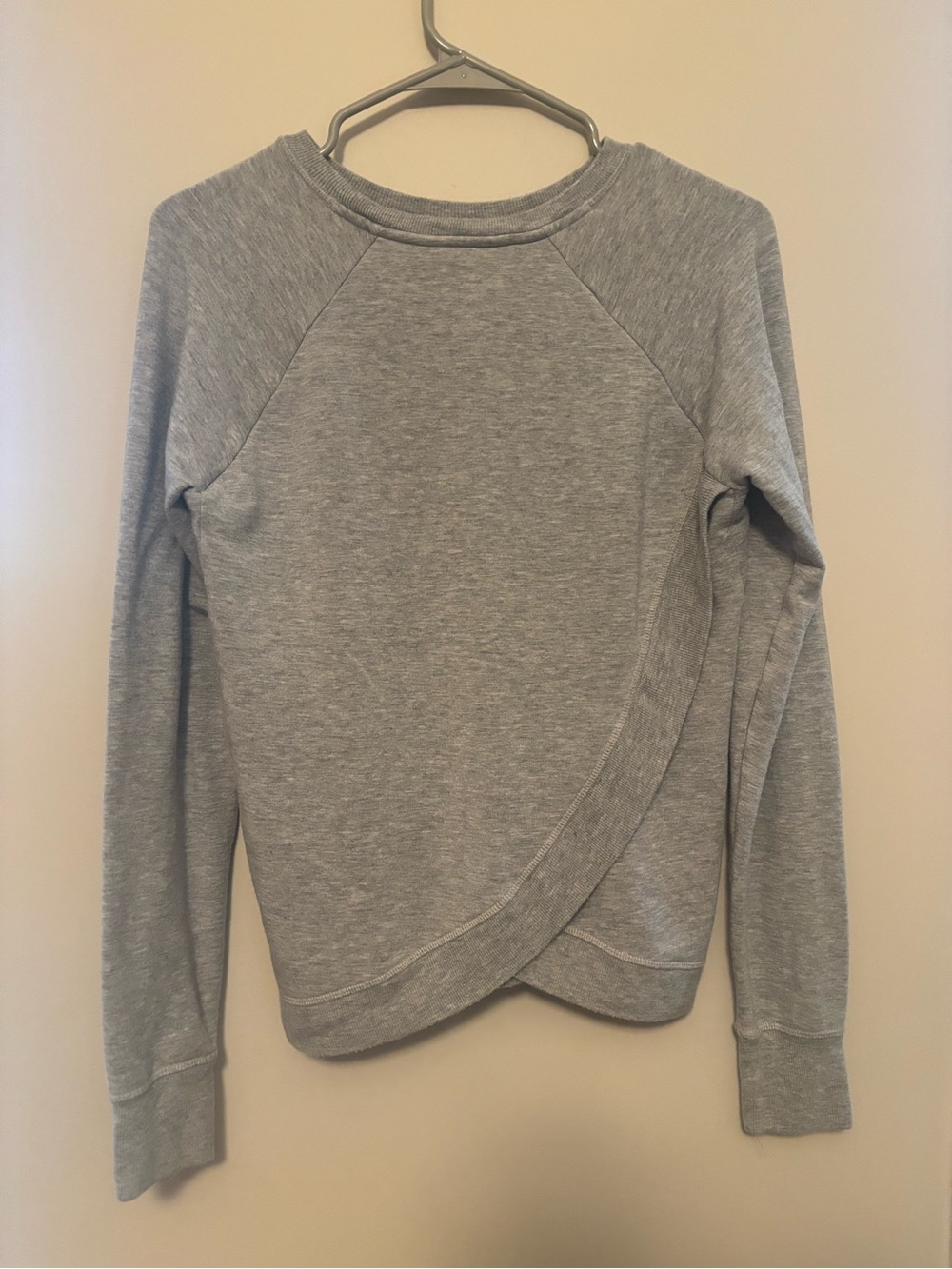 Athleta Light Gray Wrap-Back Crew Sweater